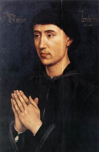 WEYDEN, Rogier van der Portrait Diptych of Laurent Froimont (right wing) 1460s.jpg