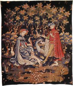 Unknown Weaver, Flemish (early fifteenth century in Arras) Название The Offering of the Heart Дата около 1410.jpg