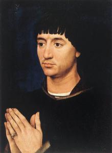 WEYDEN, Rogier van der Portrait Diptych of Jean de Gros (right wing) 1450s.jpg